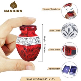 NANIURN Urns for Human Ashes Adult Female & Male, Cremation Urn for Ashes for Women & Men, Funeral Urns for Burial, Decorative Square Urns for Women or Man, Red Urns for Female - Large Size