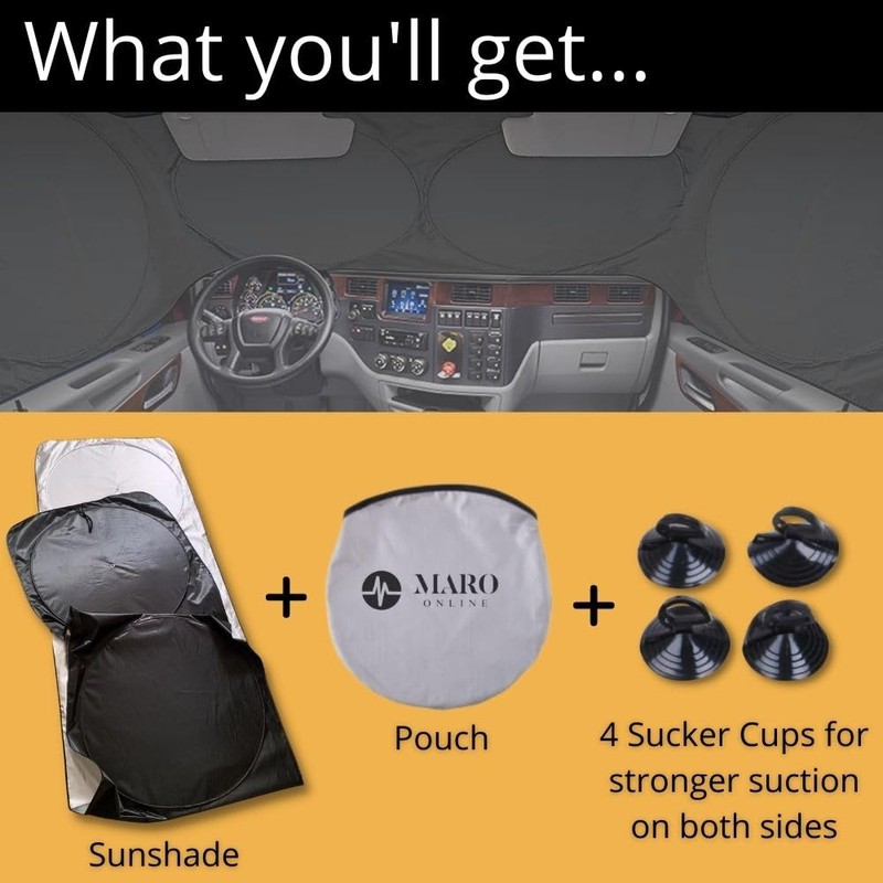 Maro Semi-Truck Sun Shade for Windshield and Side Windows 240T