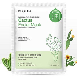 Organic Face Masks - 4 Tile Masks with Pure Natural Ingredients, Secrets of Nature - Cactus, Chamomile, Ginkgo, Saffron - Anti-Ageing Effect