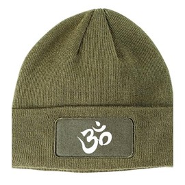 Kings Of NY Om Ohm Symbol Winter Knit Adult Beanie Hat Olive Green