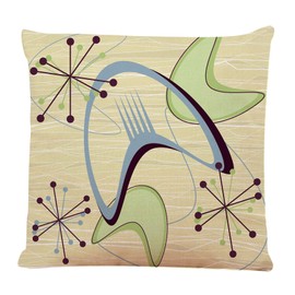 Ofocam Throw Pillow Cover 1940S Style Mid Century Modern 1950S Vintage Retro Atomic Pattern Blue 1950S Style Square Decorative Throw Pillow Cushion Case for Home Couch 18 x 18 Inches Pillowcase