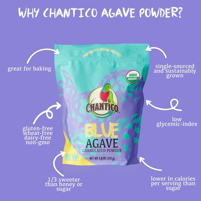 Chantico Sweet Granulated Agave Powder (3 pack, 250g of each,