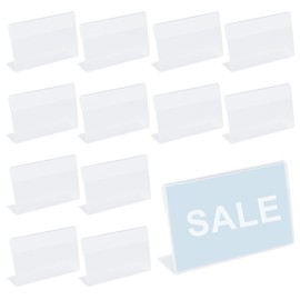 30 x Vertical Acrylic Label Holders (8 x 5.2 cm) Acrylic Table Name Plate Price Tags Stand Transparent Price Label Holder Table Stand Retail Price Tag for Shopping Malls, Office