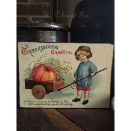 Vintage Thanksgiving Postcard Print Antique Reproduction Portrait on 8x10 Canvas