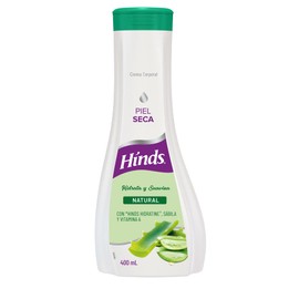 HINDS | Crema Corporal Natura | Hidrata y Suaviza la piel dejandola tersa | Enriquecida con Hinds Hidratine, sábila y Vitamina A | Ideal para piel seca | 400 ml