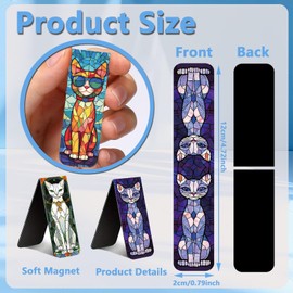 Magnetic Bookmarks 5 Pcs Art Cat Magnetic Book Markers Page Clip for Adult Kids Unique Cat Book Markers for Students Teachers School Home Office Reading Book Lovers