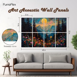 FurnoFlexArt Acoustic Panels Tiles Decorative Room Sound Proof Foam Absorbing Panels Noise Dampening Canceling Reducing Blocker for Walls (Wildflower Woods, 48 * 32 in)