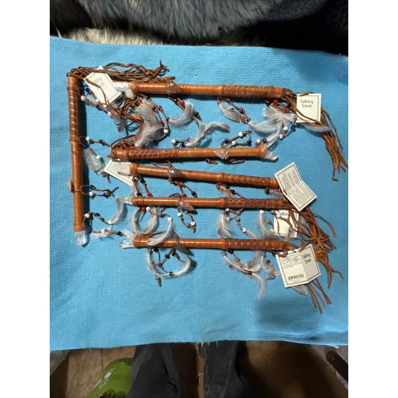 1 ONE Navajo talking stick 14" w/dangle beads & Stone