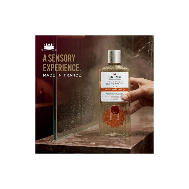 Cremo Spice and Black Vanilla Body Wash, Men's Shower Gel