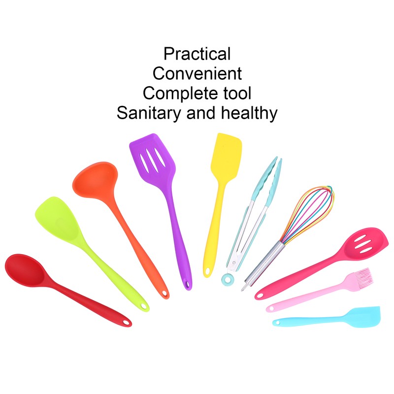 10Pcs set Silicone Kitchen Utensils Kitchenware Non Stick Spatula Spoon