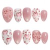 Pink melting leopard skin handmade nail tips - short almond