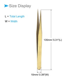 CoCud Stainless Steel Tweezer Straight Tip Anti-static Professional Precision Industrial Tweezers Gold Tone - (Application for Eyebrow Lab Crafts Soldering Electronics), 2-Pieces