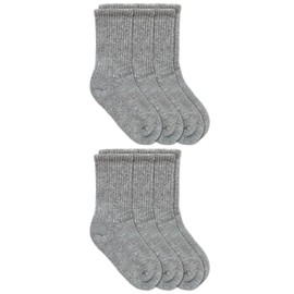Jefferies Socks Little Boy's Seamless Half Cushion Sport Crew Socks 6 Pair Pack, Grey Heather, Small