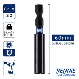 Rennie Tools - 3 Pack 60mm Long Impact Duty Screwdriver Drill/Bit Holder Fits Milwaukee Dewalt Bosch Milwaukee WERA etc. Impact Drill Hex Extension Bar/Tool Holders/Adapter