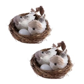GOUDOGEDC 2 Set Simulation Bird Nest with Bird and Eggs Decor,Fake Foam Feather Birds,Artificial Birds,for DIY Craft Tree Decoration