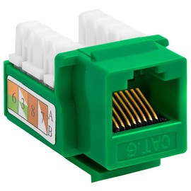 Cmple - 10 Pack Cat6 Keystone Jack Insert Punch Down RJ45 Connectors RJ45 Keystone Jack 90 Degree Female for Wall Plates, Patch Panels, Patch Cables, Ethernet Cables - Green