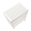 Creative Co-Op Modern Slatted Solid Wood Stool With Storage Shelf,