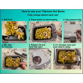 Hot Bento – Self Heated Lunch Box and Food Warmer – Battery Powered Portable, Cordless (Titanium/Utensils)