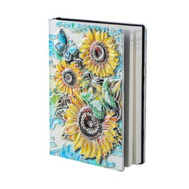 Felice Ann A5 Retro Sunflower Embossed Faux Leather Cover Notebook Journal Writing Notepad Diary Book 100 Sheets multicolored