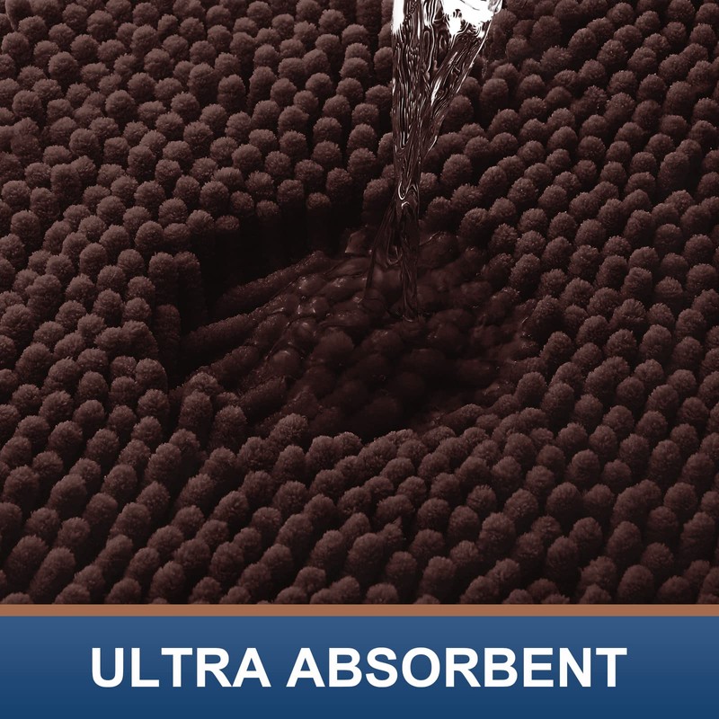 Smiry Luxury Chenille Toilet Rugs U-Shaped 20''x20'', Soft Absorbent Non-Slip