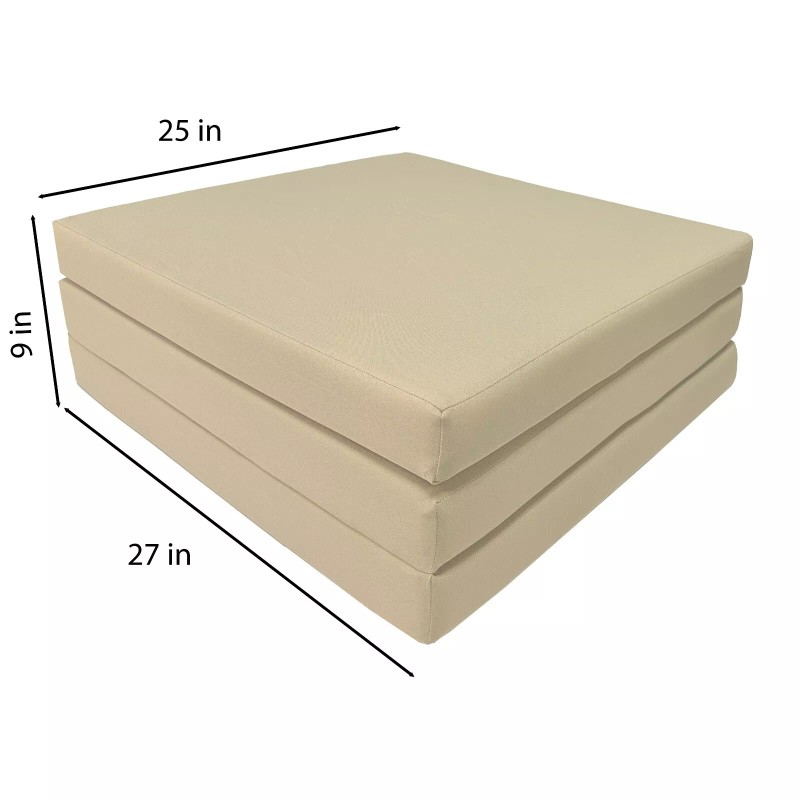 Danfuton Tan Trifold Foam Bed, Shikibuton, Foldable Ottoman Mat Sit
