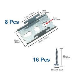 XINGSUI Curtain Pole Brackets-4 Pairs Curtain Hook Accessories,Wall Mounted Double Curtain Rod Support Hooks,for Wall Mount Windows Blinds(with Screws)