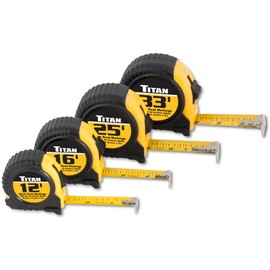 Titan 10902 4-Piece Tape Measure Set (12', 16', 25' and 33')