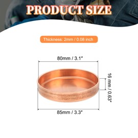 PATIKIL 3-1/8 Inch ID Copper Pipe End Cap, Copper Fitting Cap Sweat Plug Solder Connection for Plumbing HVAC Air Conditioner