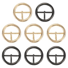 PATIKIL Single Prong Belt Buckle 1", 8 Pcs Metal Roller Buckle Round Center Bar Buckles for Belt Purse Making Leather Hardware, Light Gold/Black