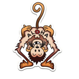 4 pcs Set Monkey Aloha Hard Hat Sticker Funny, 2 inches - Welding Decal for Hard Hat, Welding Helmet, Hardhat, Helmet, Toolbox