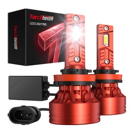 Torchbeam 2025 Upgraded H11/H9 LED Bulbs, 60000LM 900% Super Brightness, 6500K White, 1:1 Halogen Mini Size H11/H8/H16 Fog Light Bulb, Plug and Play, Pack of 2
