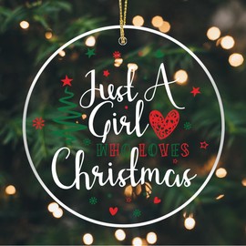 Christmas Ornaments, Funny Ornaments for Christmas Tree Xmas Just a Girl Who Love Christma-s Decorations for Home Room Decor Gifts for Women