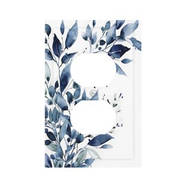 BHGAHD Decorative Outlet Covers with Rustic Blue Watercolor Eucalyptus Leaves Design 1 Gang Duplex Light Switch Cover Plate Unique Wall Plates Electrical Switchplate Cover for Bedroom Decor