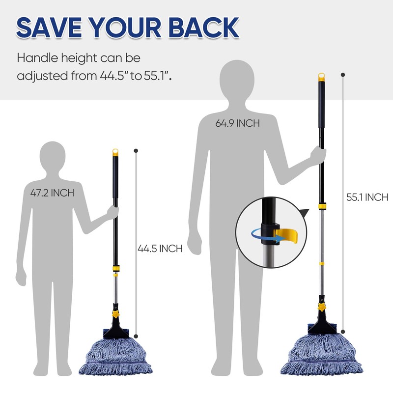 Yocada Looped-End String Wet Mop Heavy Duty Cotton Mop Commercial