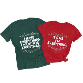 Christmas Couples Shirts His and Her Matching Xmas Outfits Sets Funny Christmas Family Pajamas Short Sleeve Tees Top