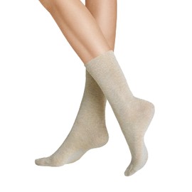 Hudson Women's Calf Socks, Beige (Biber-Mel. 0738), 6
