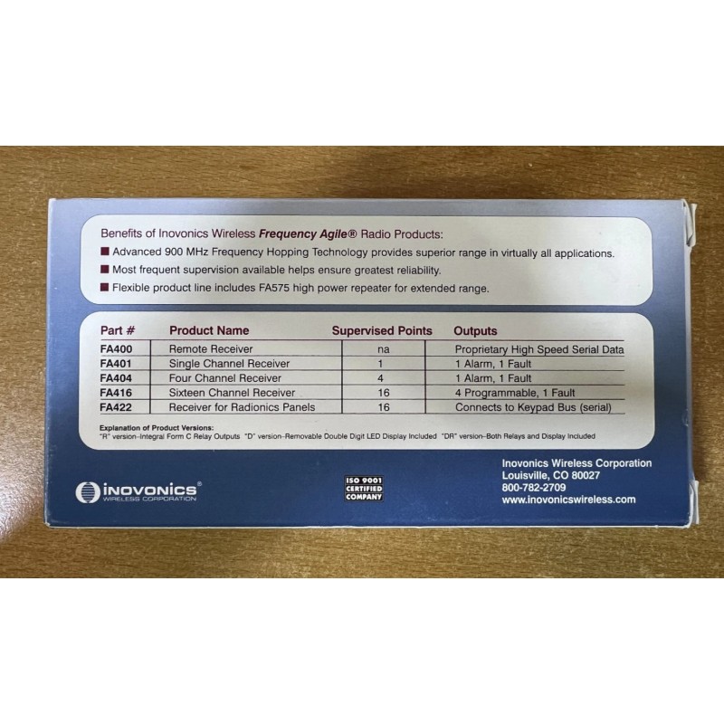 Inovonics FA404R Wireless Receiver 900Mhz - Frequency Agile Wireless Receiver