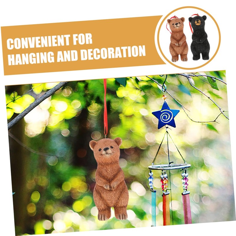 Mipcase 2pcs Adorable Bear Statues Cute Resin Hanging Ornaments for