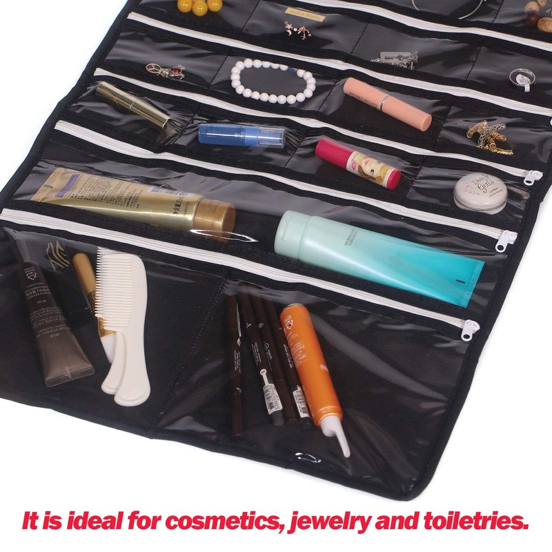 DIOMMELL Hanging Jewelry Organizer 47 Pockets with Zipper for Earrings