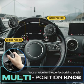 FOURING BL Steering Wheel Knob Spinner - Universal Non-Slip Fit, ABS & Premium Silicone Finish Suicide Knob with Metal Ball Bearing - Ideal for Cars, Trucks, Boats (Silicone Silver)