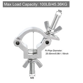 sourcing map Light Truss Clamps, Aluminum Alloy Stage Lighting Pipe O Clamp for 0.98-1.18inch OD Tube Max Load 100lb Single Buckle, 2Pcs