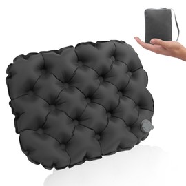 Wsetyy Portable Inflatable Seat Cushion with storage bag, Air Travel Airplane Camping Pad, Lightweight Waterproof Foldable (Black)