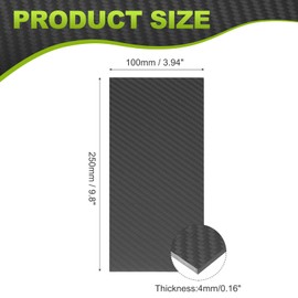 MECCANIXITY 3K Carbon Fiber Plate Panel Sheets, 100 x 250 x 4mm Carbon Fiber Board Plate Matte Twill Weave Panel Sheets Flexible for RC Aircraft, Model Car, Auto Parts