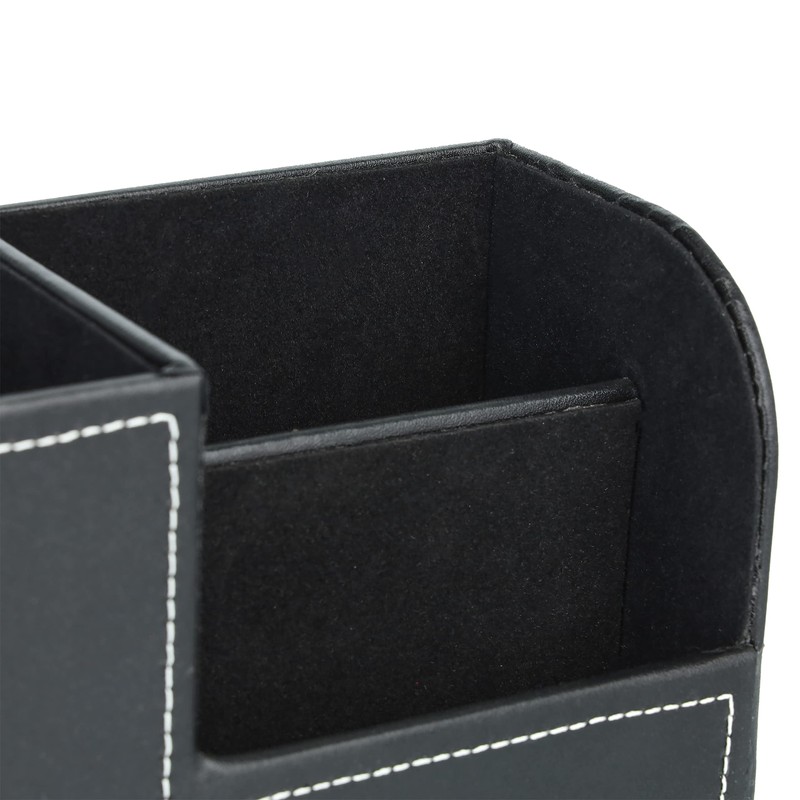 Relaxdays Desk Organiser, Pen Holder with 3 Compartments, Faux Leather,