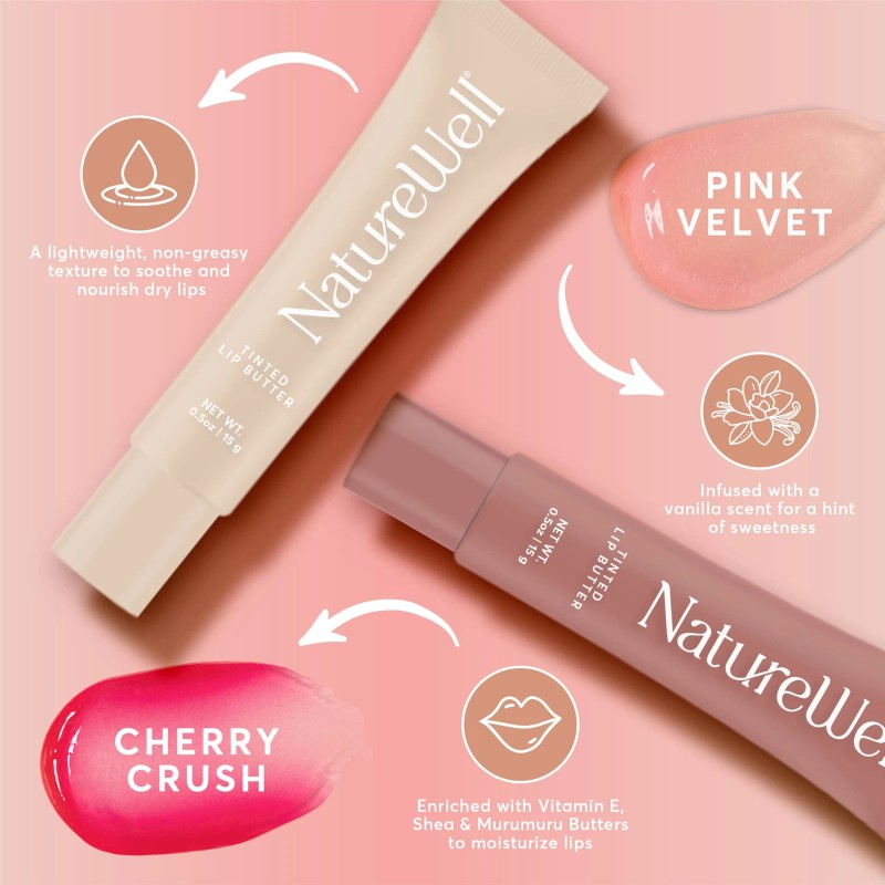 NATURE WELL Tinted Lip Butter Variety Pack, Shear & Subtle