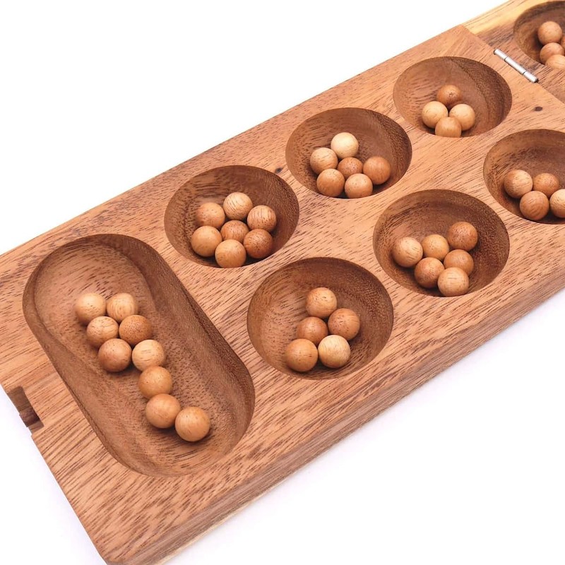 ROMBOL Kalaha – High-Quality Stone Game for 2 People Including