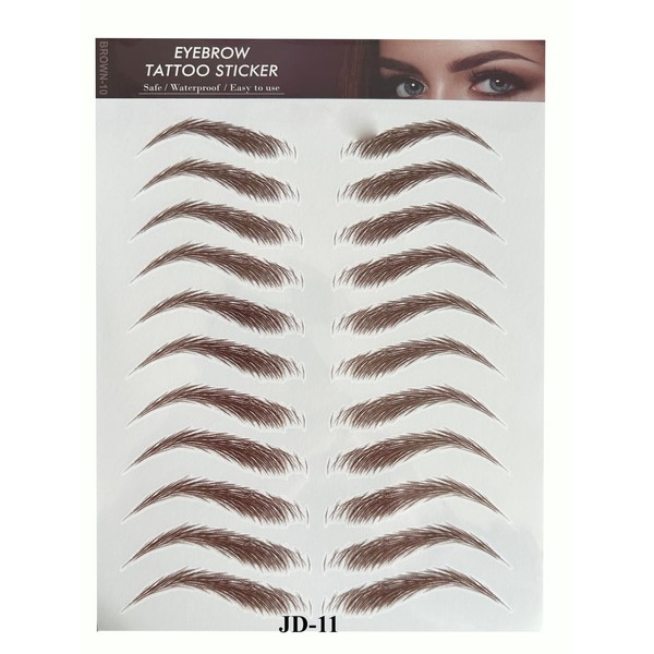 6D Eyebrow Tattoos Stickers 11pair, Waterproof Long-lasting Eyebrow Transfers Stickers