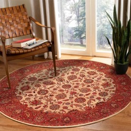 Flannel Round Boho Living Room Carpet Ethnic Style Full Cover Bedroom Study Floor Mat Home Rocking Chair Non-slip Carpetsize: 100cm 40inch, color: Red2