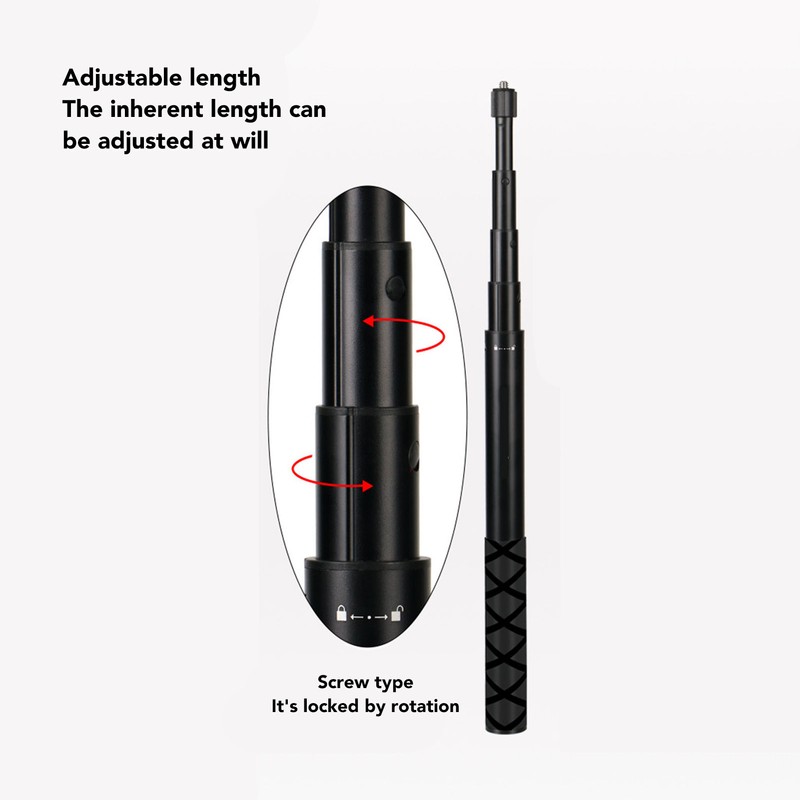 Action Camera Selfie Stick Aluminum Alloy Extendable Screw In Invisible