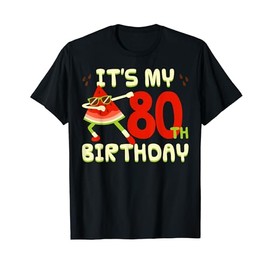 Watermelon 80th Birthday Party Dabbing Fruit Sunglasses T-Shirt